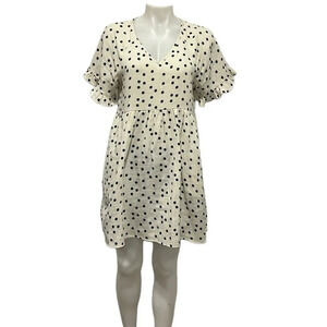 Madewell light spun ruffle short sleeve polka dot baby doll dress size small